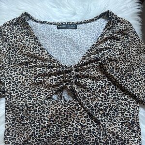 SHEIN Animal Print Ruched Blouse